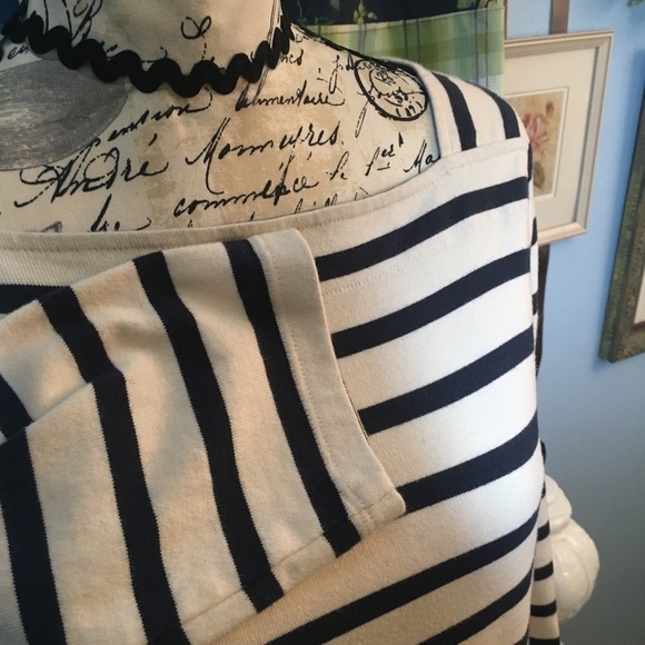 LL Bean cotton quarter sleeve striped shirt dress - Picture 7 of 10